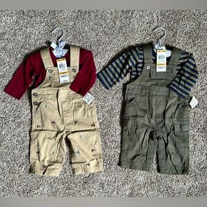TWO 2-Piece 0-3M Baby Overall Outfits
